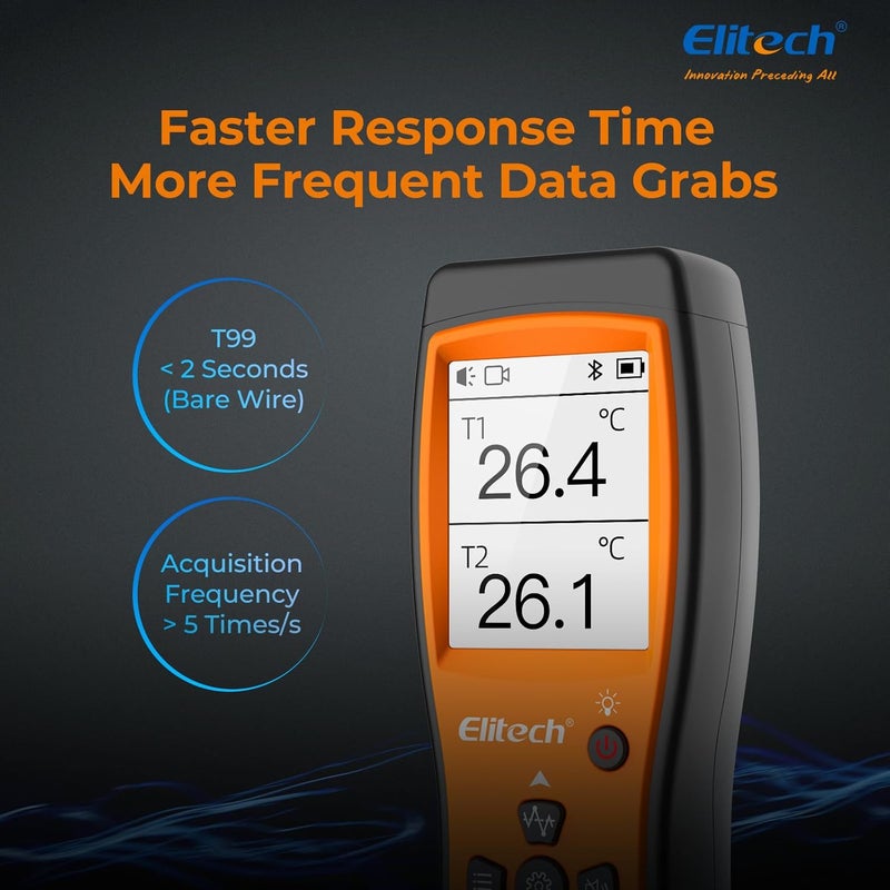 Elitech Bluetooth Thermocouple Thermometer Digital Temperature Data Logger K-Type, APP Real time Data, 5000 Points Capactiy(Optional),OTA Remote Firmware Upgrade, ADJ Compensation, 2 Channels HVAC Lab - Image 3